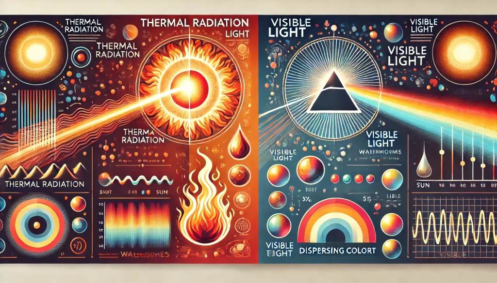 उष्मीय विकिरण और प्रकाश में अंतर | difference between thermal radiation and light