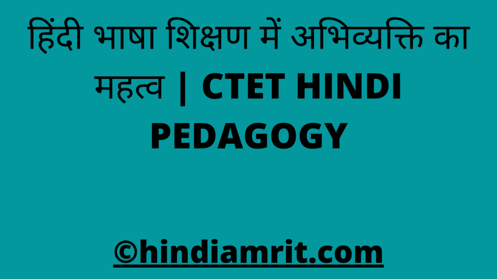 हिंदी भाषा शिक्षण में अभिव्यक्ति का महत्व | CTET HINDI PEDAGOGY